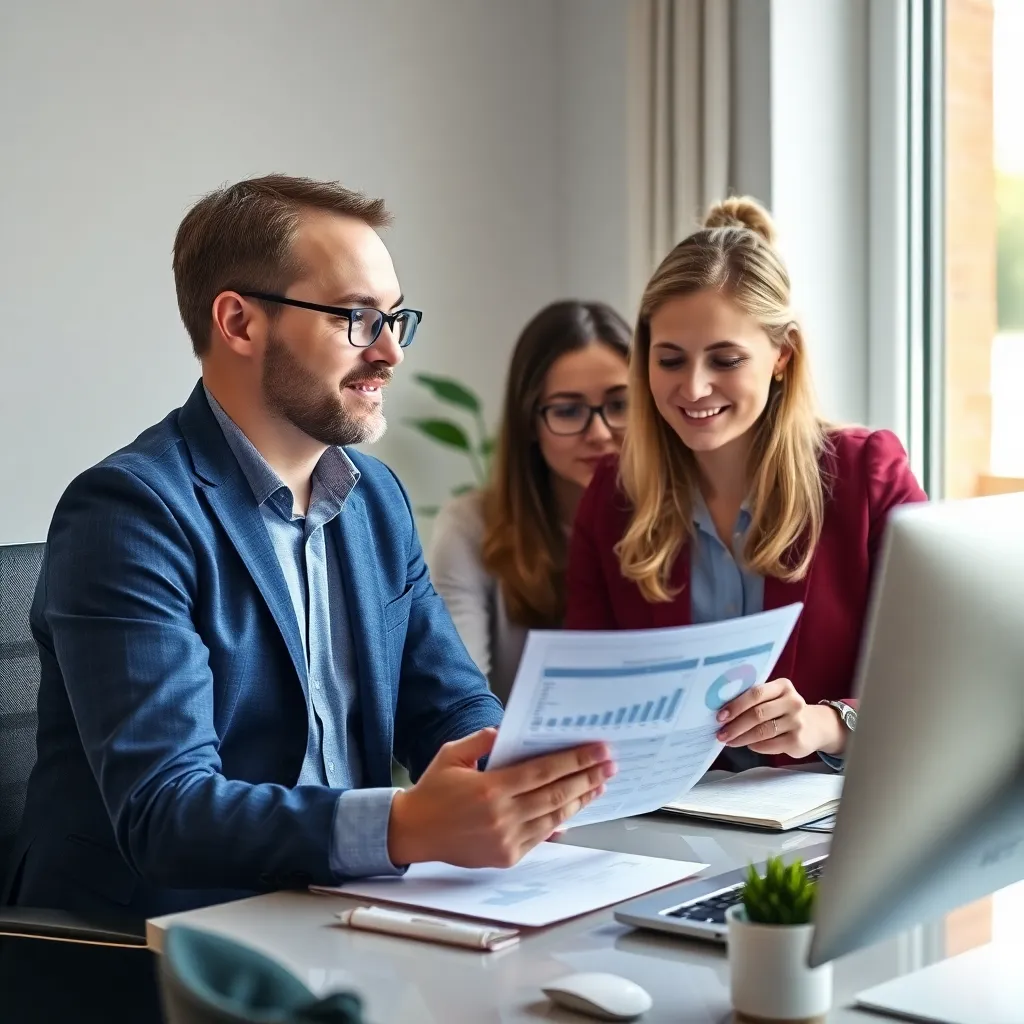 Financieel adviseur helpt jong stel met budgetplanning